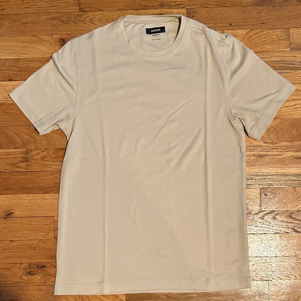 Alfani Beige Short Sleeve Stretch Tee